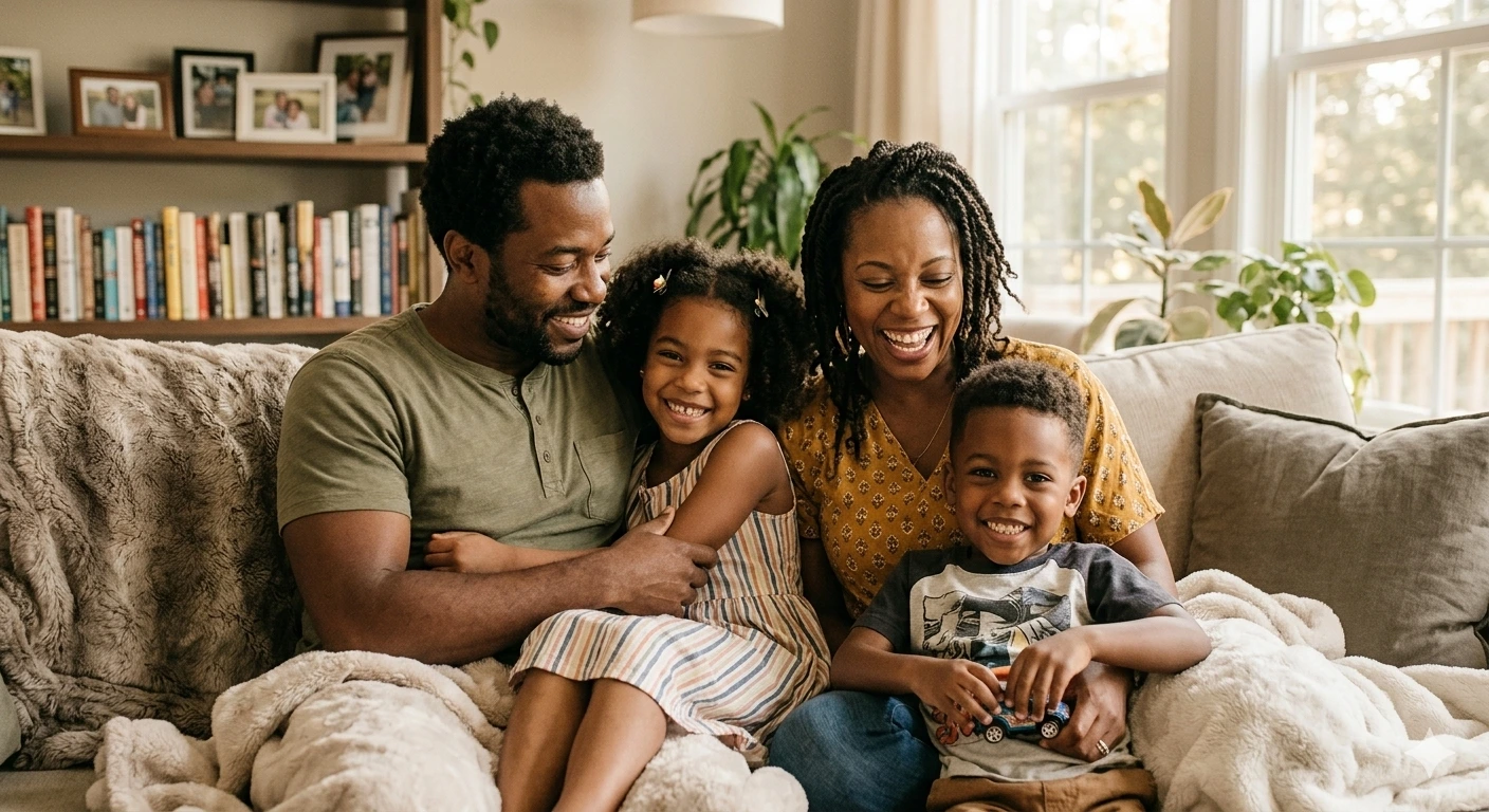 Happy family together, representing life insurance cover